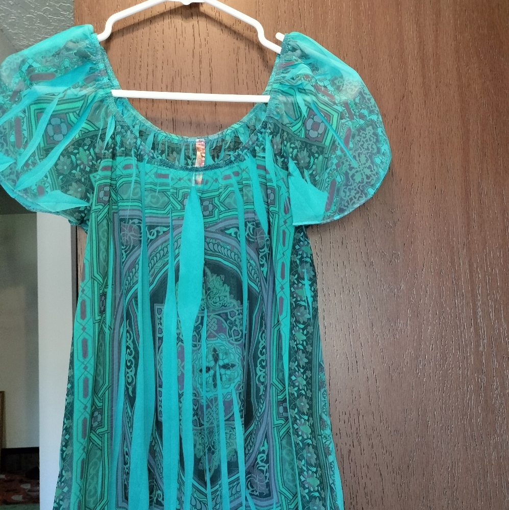 Turquoise Rue 21 sheer blouse